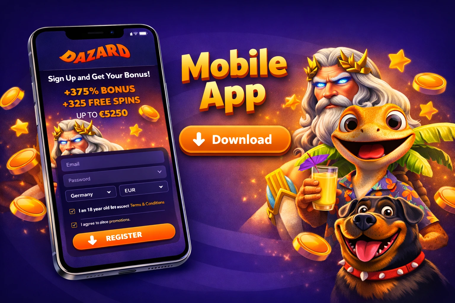 Dazard casino app herunterladen.