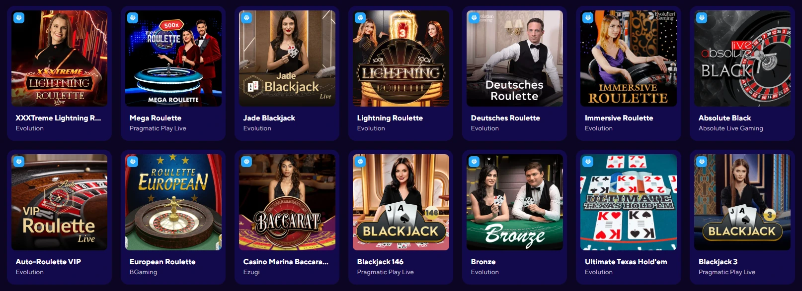 Dazard live casino.